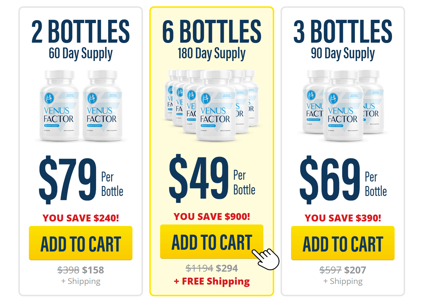 Venus Factor 6 Bottle Package